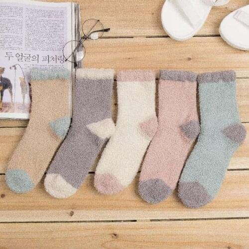Thickening Coral Fleece Tube Women Cashmere Socks Lovely Plush Keep Warm Sleep Home Floor Ladies Feet Warmer Socks