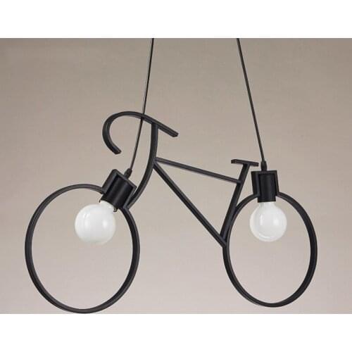 Vintage Chandelier Iron Bicycle Personality Creative Pendant Lamp E27 110V- 240V LED Edison Lamp Holder House Dining Hall Light