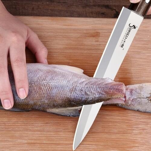 Kitchen Knife 440A 8 inch Japanese Professional Sashimi knife Sushi Salmon knives Wood Handle Stainless Steel Cleaver Cook Tools