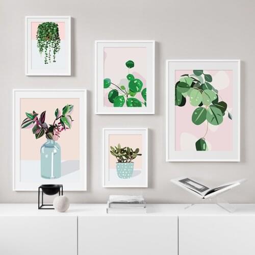 Green Radish Plant Grass Scandinavian Wall Art Print Canvas Painting Nordic Posters And Prints Wall Pictures For Living Room