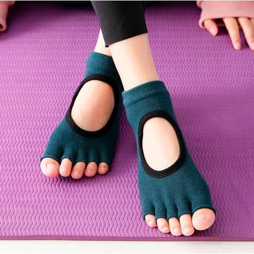 Women Yaga Socks Open Toe Breathable Professional Five Toe Anti-slip Pilates Sock Fitness Toeless Half Toe Sock for Ballet Dance