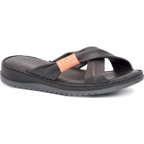 Gedikpasalı Asy 707 Black Women 'S 2021 Summer Slippers Orthopedic Genuine Cow Leather Elevator Soft Cross Daily Casual Use Hiking