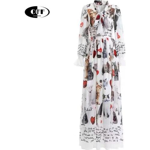 Designer runway beach party maxi dresses for women elegant Animal cat printed holiday traf basic long dress festival clothing ZA