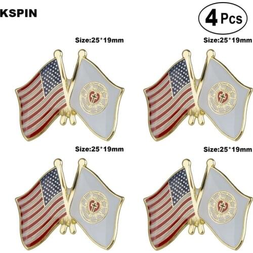 U.S.A & Lutheran Friendship Flag Pin Lapel Pin Badge Brooch Icons 4pcs