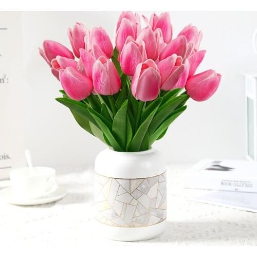 10Pcs Tulip Artificial Flowers PU Living Room Bedroom Home Decoration DIY Bouquet Wedding Garden Party Ornaments Fake Flower