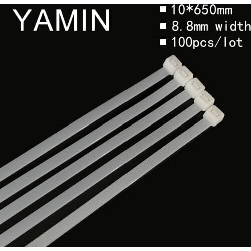 100pcs/pack 10*650mm Nylon Cable Ties Self-locking Latching White Black Computer Line Bundles For Wires Tidy