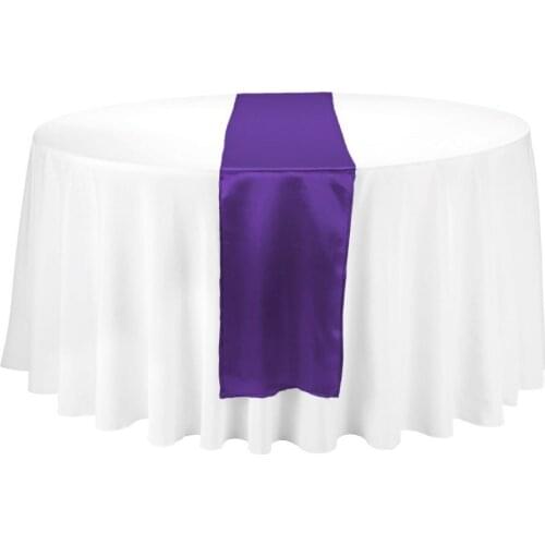 20Pcs Purple 12" x 108" Elegant Satin Table Runners Table Cloth for Wedding Party Banquet Decoration Free Shipping