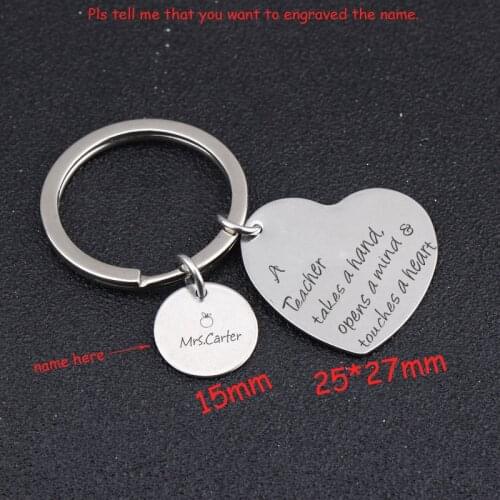 A Teacher Takes A Hand Opens A Mind Touches A Heart Heart Keychain Personalized Name Key Ring For Teachers Day Exclusive Gift
