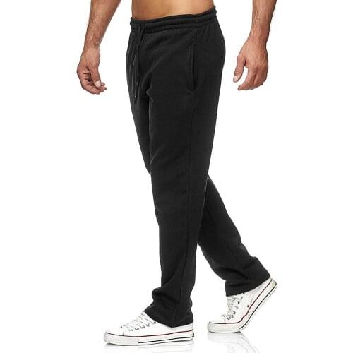Pants Men Drawstring Trousers Solid Color Gym Pants Thick Warm Sportswear Sweatpants