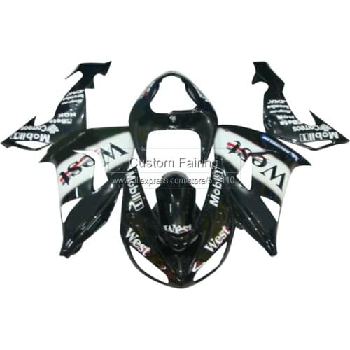 Black Bodywork kits for Kawasaki ZX10R Ninja zx 10r 2007 2006 WEST sticker 07 06 fairing kit fairings ZR32