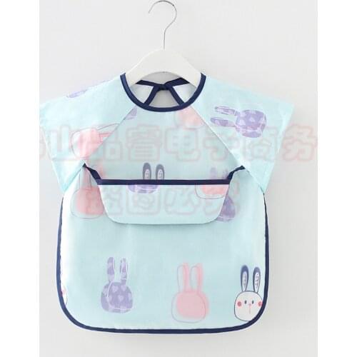 Cute Cartoon Baby Bibs Waterproof Infant Eating Bib with Pocket Children Drawing Long Sleeve Apron Kids Burp Cloth Baby Stuff