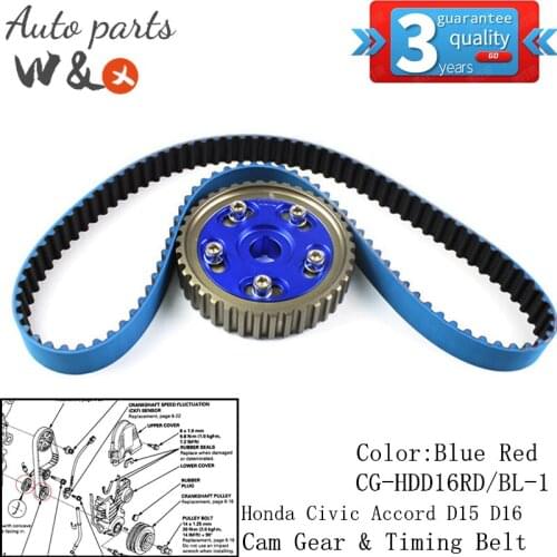 For Honda Civic Accord D16 EJ EG EK Cam Gear Kit & Cam Gear Timing Belt CG-HDD16BL/RD-1