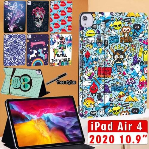 For IPad Air 4 2020 New Case 10.9 Inch Adjustable Leather Stand Folio Tablet Cover + Free Stylus
