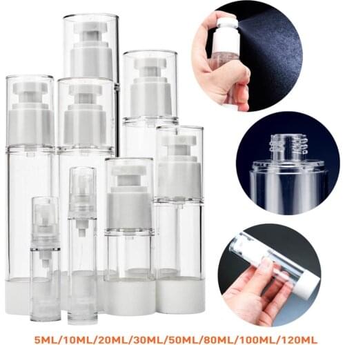 5/10/20/30/50/80/100/120M Empty Airless Vacuum Pump Bottle Refillable Plastic Lotion Cosmetic Lotion Container 5/10/15/20pcs