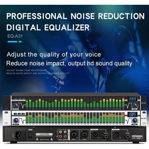 Paulkitson EQ-A31Stereo Graphic Equalizer Dual 31 Bands Equaliser Digital Equalizador Professional Sound System DJ Equipment