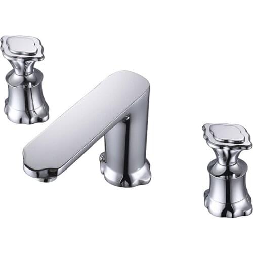 Chrome solid brass bathroom sink faucet 2 handle 3 holes basin mixer faucet tap Hot and cold water faucet