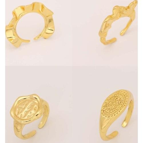 Classic Gold Geometric Irregular Fashion Ring Open Adjustable Rings For Women Christmas Party Gift