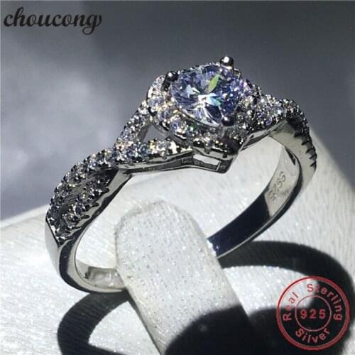Choucong Heart Shape Real Soild 925 sterling Silver ring AAAAA Zircon Engagement Wedding Band Rings For Women men Fine Jewelry