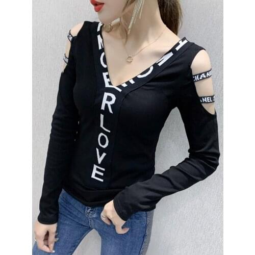 Latin Dance Female Adult Sexy Body Suit Long Sleeve Performance Dancing Clothing Practice Clothes V-neck Letter Slim Shirt Women