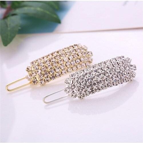 Fashion Crystal Hair Clips Women Girls Metal Alloy Hairpins Barrette Hair Grip Sweet Hair Accessories Gold Silver
