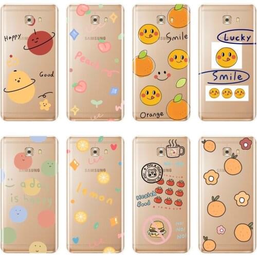 Soft Phone Case Silicone For Samsung Galaxy C5 C7 C8 Cute Peach Funny Lemon Lucky Soccer Back Cover For Samsung C5 C7 C9 Pro