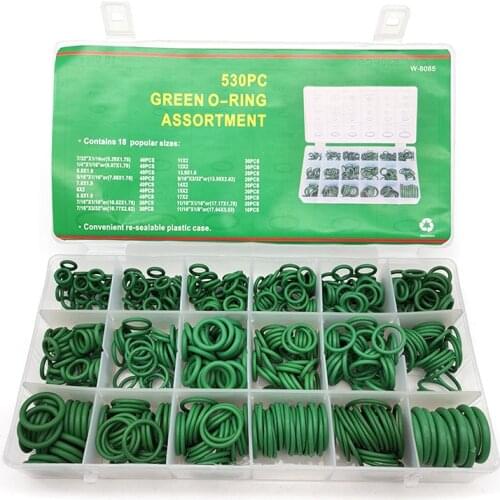 530pcs R134a Car Air Conditioning A/C Rubber O Ring Set Gaskets Seals Green