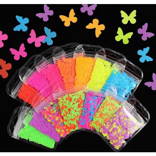 Butterfly Resin Filler Glitter Fluorescent Flakes Clay Slime Filler Filling for Epoxy Resin Silicone Mold Craft Making DIY