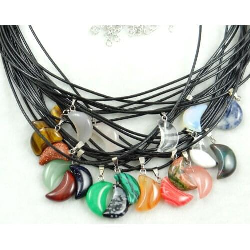 Natural stone Quartz crystal lapis Turquoises aventurine tiger eye moon pendant Jewelry making necklace Accessories