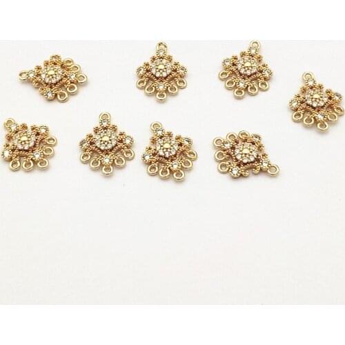 New arrival! 19x14mm 50PCS Cubic Zirconia Flower shape Connector for Hand Made Earrings DIY parts,Jewelry Findings & Component