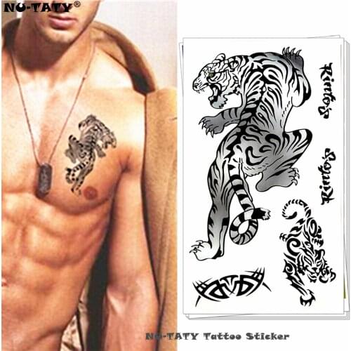 Nu-TATY Crouching Tiger Temporary Tattoo Body Art Flash Tattoo Stickers 17*10cm Waterproof Fake Tatoo Car Styling Wall Sticker