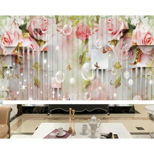 Beibehang papel de parede Home decoration wallpaper 3d rose vertical striped fresco living room bedroom TV 3d wallpaper photo