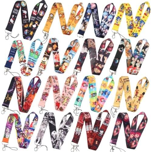 PF014 Dongmanli Anime Movie Key lanyard Car KeyChain ID Card Pass Gym Mobile Phone Badge Kids Key Ring Holder Jewelry 2