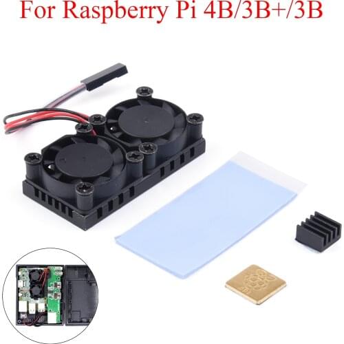 Raspberry Pi 4 Model B Cooling Dual Fan Kit With Heat Sink Double Cooling Fans Cooler Optional For Raspberry Pi 4B/3B