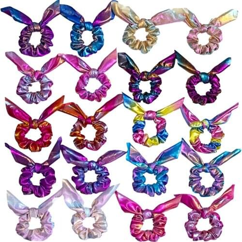 1pc Hot Stamping Laser Rabbit ears Rubber Hair Band Women Elastic Hair Bands Ponytail Holder Scrunchy girl Hair Accessories