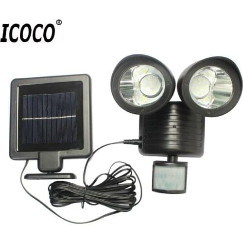 ICOCO 22LED Dual Security Detector Solar Spot Light Motion Sensor Floodlight Outdoor Wall Light for Garden Landscape
