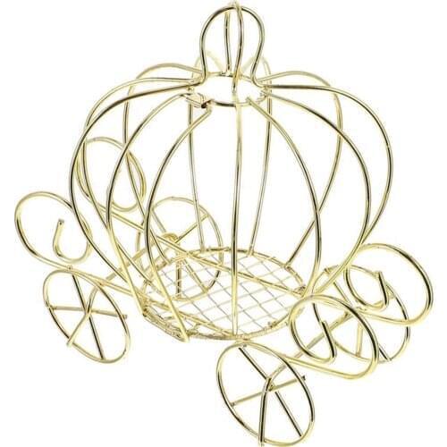 Creative Pumpkin Carriage Decor Golden Candy Box Pumpkin Cart Metal Candy Box Christmas Party Decor Supplies