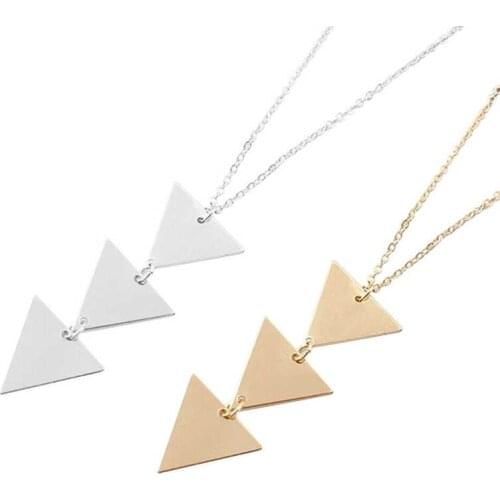 Convenien Triangle Pendant Exquisite Necklace Geometric Long Jewelry Women Sweater Chain