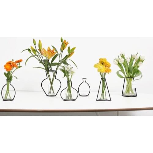 Iron Nordic Abstract Creative Flower Plant Vase Terrarium Container Artificial Flower Vase Wedding Party Decoration Home Decor