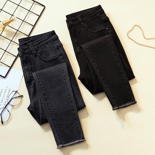 High Waist Oversized Women Jeans Black High Quality Plus Size 100kg Stretch Denim Pants Skinny All-Match Female Pencil Trousers