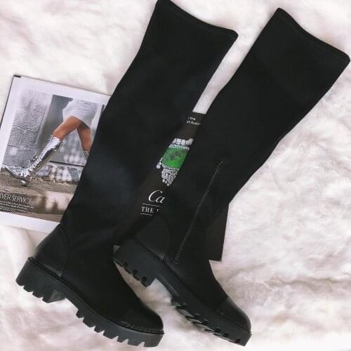 Stretch Lycra Knee High Boots 2020 designer Platform Spring Winter Women Long Boots Casual Ladies Sock Shoes Footwear