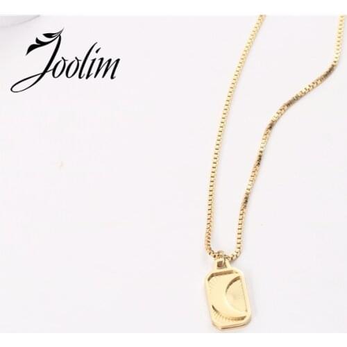 JOOLIM Jewelry Wholesale Moon Pendant Necklace Box Chain Stainless Steel Necklace