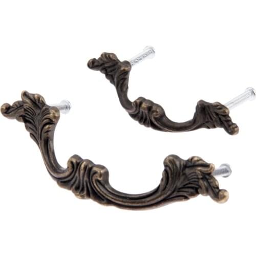 1set Retro Handle Vintage Antique Bronze Pull Europe Style 116mm/81mm Knob Cupboard Door Kitchen Cabinet Drawer Wood Jewelry Box