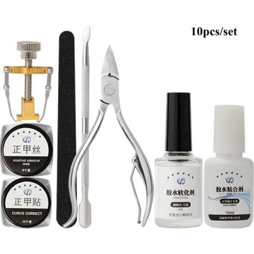 10pcs/set Foot Recover Nail Care Tools Pedicure Toe Fixer Correction Sticker Patch Paronychia Correction File Acronyx Wire