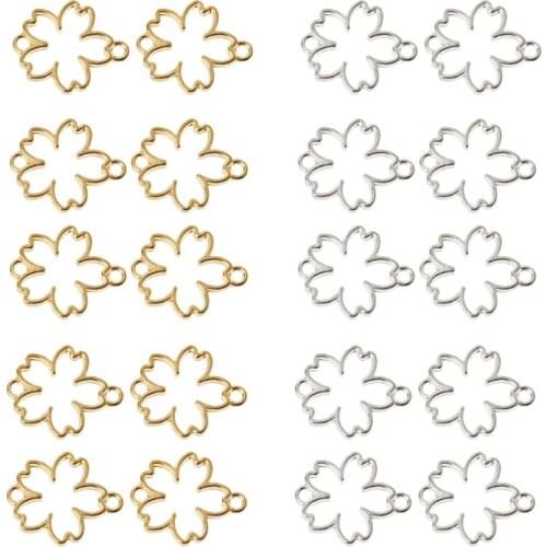 10Pcs DIY Cherry Flower Frame Pendant Open Bezel Setting UV Resin Jewelry Making