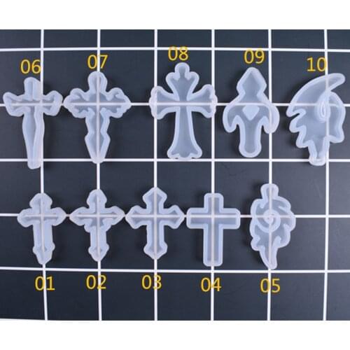 10 style for choose Crystal Epoxy Cross Pendant resin Silicone Mould DIY Handmade Variety of Cross Star Model Jewelry Decoration