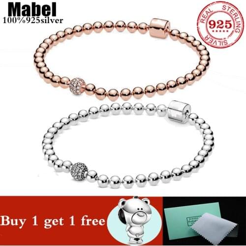 100% 925 Sterling Silver Bracelet FIT Original Authentic Pan Beads Charm Chain Bracelet for Women Luxury Jewelry Snake Bracelet
