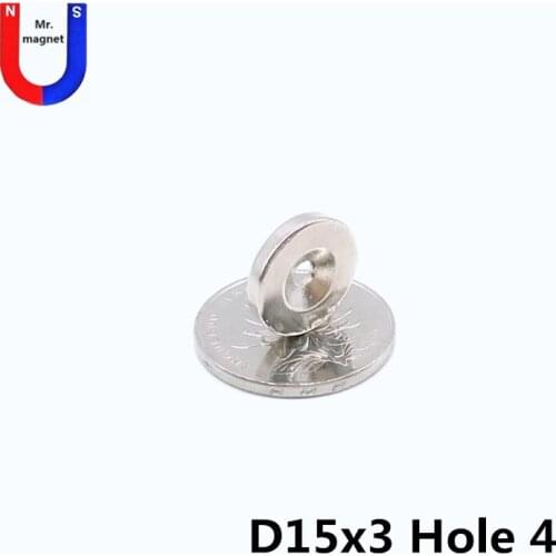 100pcs 15x3-4 magnet With countersunk hole 4 circular 15*3-4 neodymium magnet rare earth NdFeB 15x3-4 mm magnet permanent N38