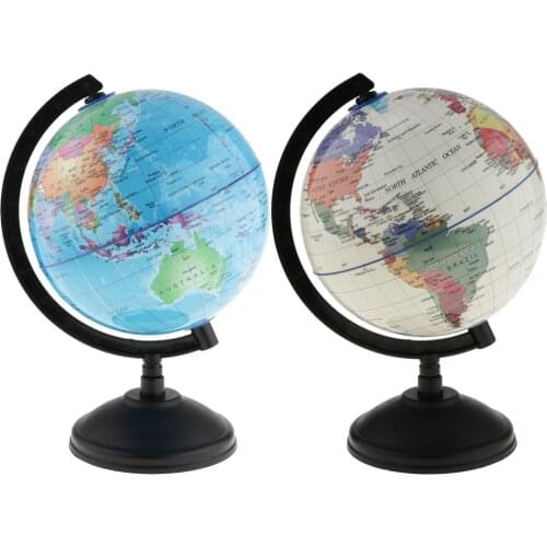 14cm Swivel World Globe English Naitonal Maps Educational Geography Toys Swivel Stand Small Hands Size