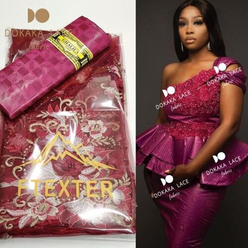 2.5+2.5 African Lace Fabric 2021 High Quality Bazin Riche Getzner And Lace For Sewing Embroidered Wedding Dress Mesh Material