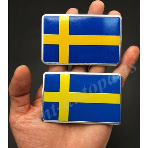 2x Aluminum Sweden Flag Car Emblem Badge Gift Saab Motorcycle Sticker Fairing